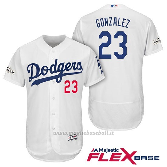 Maglia Baseball Uomo Los Angeles Dodgers 2017 Postseason Adrian Gonzalez Bianco Flex Base